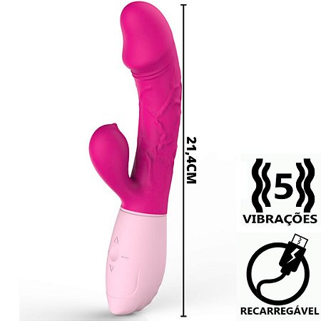 Vibrador Com Estimulador de Clitoris e Ponto G  - 5 Vibração