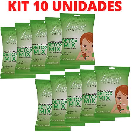 KIT 10 Mascara Facial Detox Argila Verde - Lemon Cosmeticos