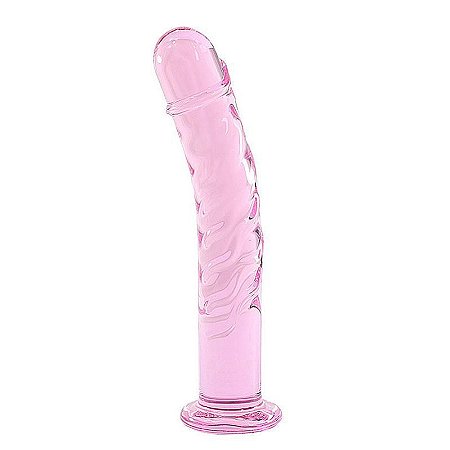 Penetrador Anal Penis de Vidro Rosa Transparente Plug 18x3 Cm