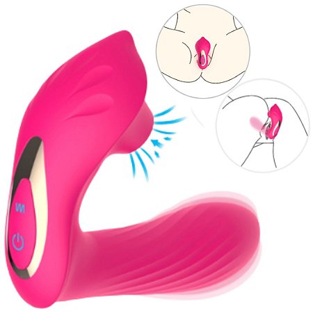 Estimulador clitoriano recarregável com penetrador ponto G
