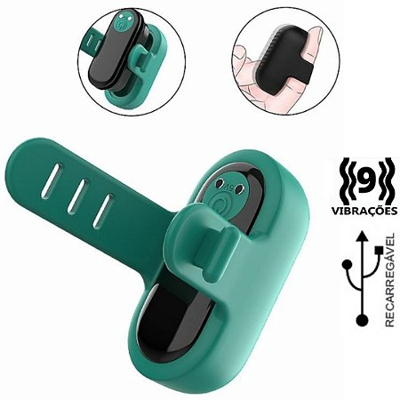 Vibrador Dedeira Verde 9 Vibrações Mini Finger USB - S-hande