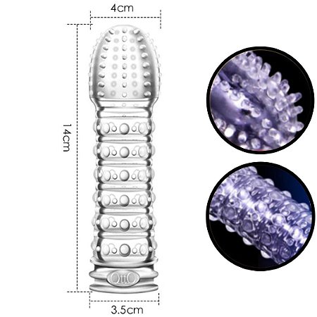 Capa Peniana Transparente com Cerdas Massageadoras - 14x4CM