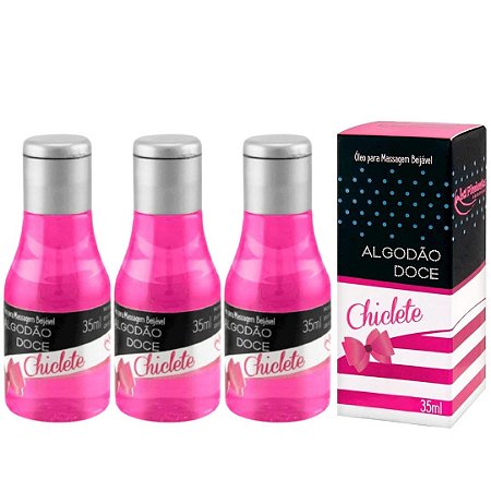 Kit 03 Óleos Beijáveis Sabor Chiclete Algodão Doce 35Ml