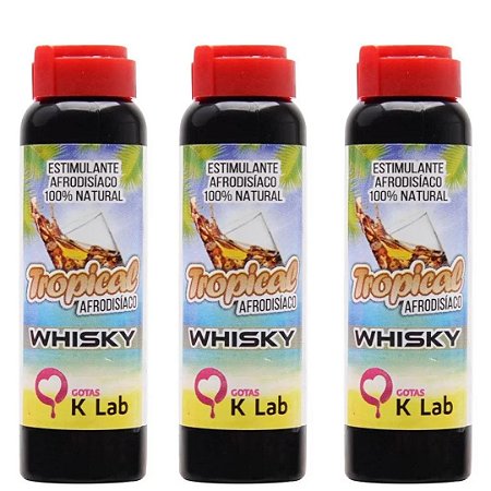 Kit 03 Gotas Afrodisíaca energético Estimulante Tropical Whisky 10 Ml