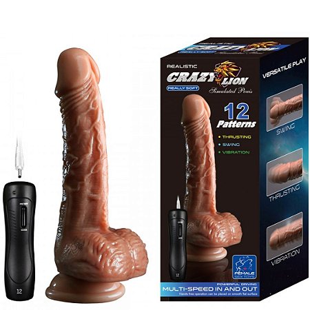 Dildo Realístico c/ Vibrador, Vai e Vem e Rotação + Controle