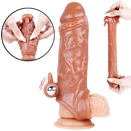 Capa Peniana com Anel de Escroto + Estimulador com Vibrador