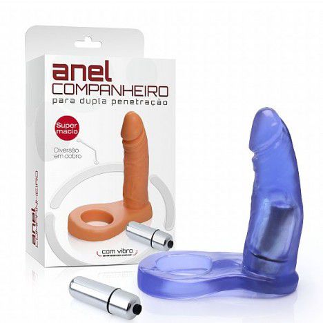 Anel Peniano Companheiro 11x2,5 cm na cor Azul Translucido - Com Vibrador Torpedo - Sex shop