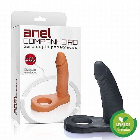 Anel Auxiliar Companheiro Preto Para Dupla Penetração - Sex Shop