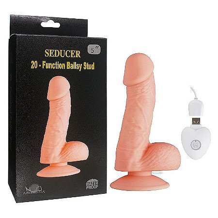 Prótese Pequena Recarregável com 20 Vibrações – Ballsy Stud – Aphrodisia Sex shop