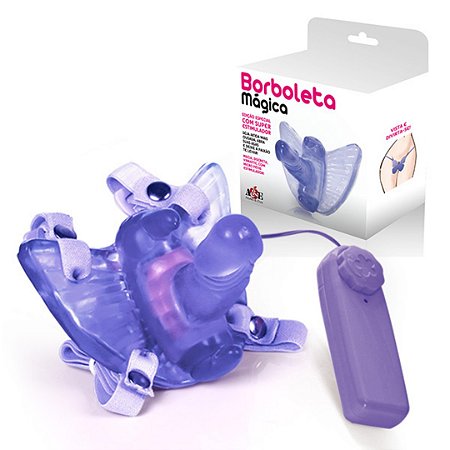 Borboleta Mágica - Butterfly Estimulador Feminino com Pênis Lilás - Sexshop