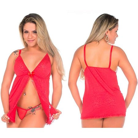 Camisola Sensual Renda Aberta Pimenta Sexy Vermelha - Sexshop