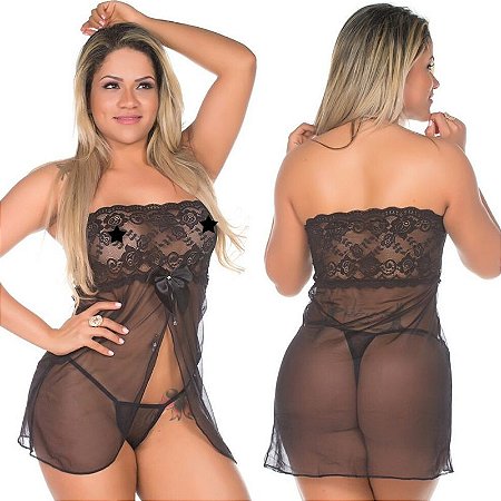 Camisola Sensual Sedução Pimenta Sexy Preta - Sexshop