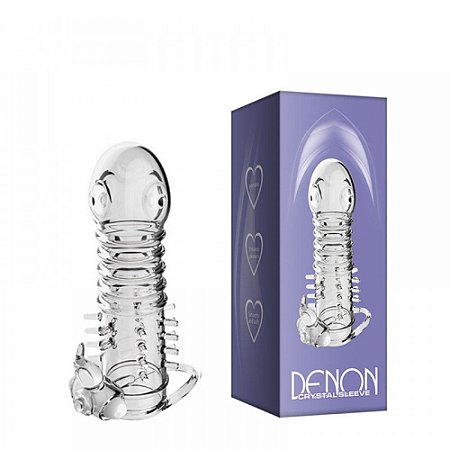 Capa Peniana com Estimulador Vibratório e 3,4 cm de Extensão - DENON CRYSTAL SLEEVE - Sexy shop