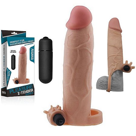 Capa Peniana LOVETOY Vibratória Extensora com Veias Salientes e Anel para Escroto - Sexshop