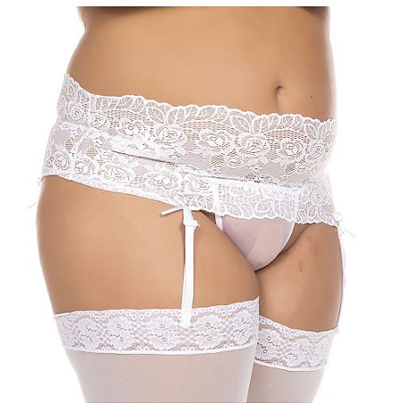 Cinta Liga Plus Size Branca Pimenta Sexy - Sexshop