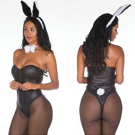 Fantasia Coelhinha Negra Playboy Pimenta Sexy - Sexshop