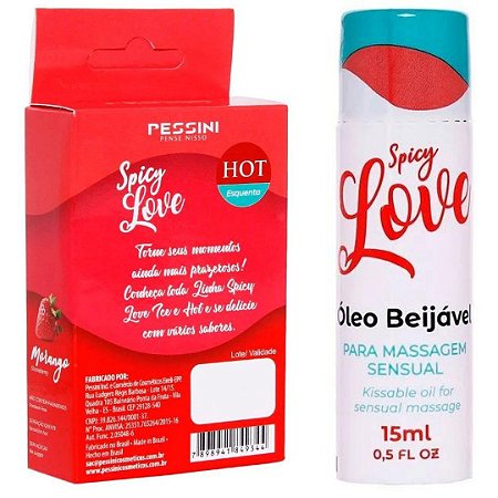 Gel Corporal de Morango Spicy Love Pessini 15ml - Sexshop