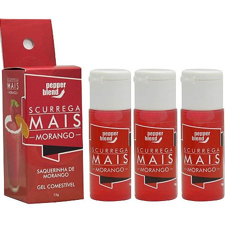 Kit 03 Gel comestível Scurrega Mais - MORANGO 15g Pepper Blend - Sex shop