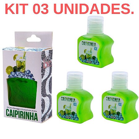 Kit 03 Gel Gelado Comestível Caipirinha 30ml SoftLove - Sex shop
