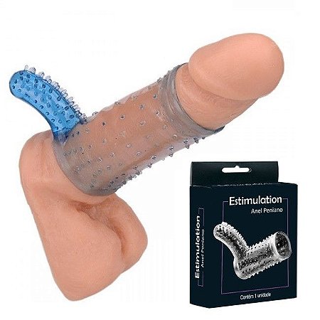 Meia capa peniana com estimulador clitoriano Azul - Sexshop