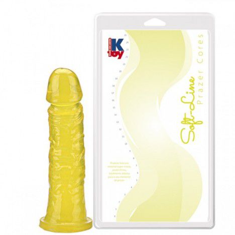 Pênis feito em polivinílico macio Amarelo 18X3,8cm - Sexshop