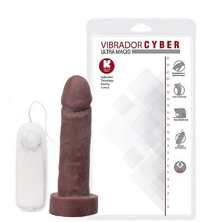 Pênis Marrom com Vibrador Cyberskin com Vértebras 15,5x3,7cm - Sexshop