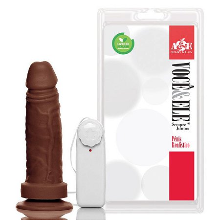 Pênis Protese 6 com Ventosa e Vibrador Modelo A Marrom - Sexshop