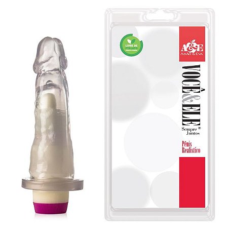 Pênis com vibrador 8 - 16x4 cm - Translúcido - Sexshop