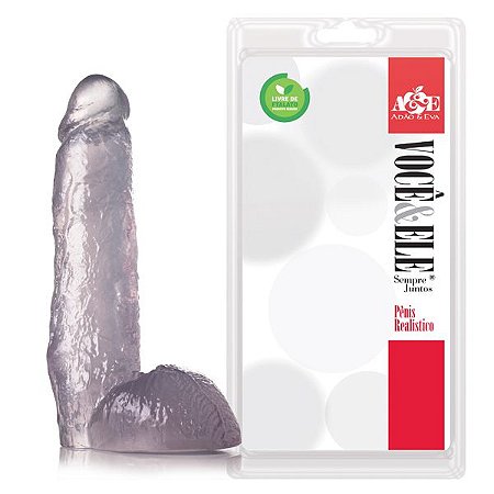 Pênis Prótese Realística Ator Pornô J.Holmes 27x5,5 cm com escroto - Translucido - Sexshop