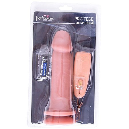 Pênis Real com Vibrador e Ventosa 17,5x4,5cm Hot Flowers - Sexshop