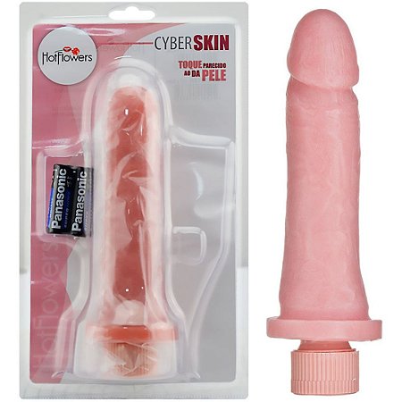 Pênis Real em Cyber Skin com Vibrador 16x4cm Hot Flowers - Sex shop