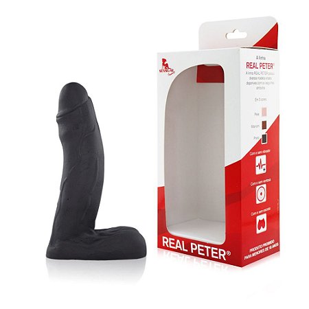 Pênis Real Peter Conquistador Preto - 3,5x14,5cm - Sex Shop