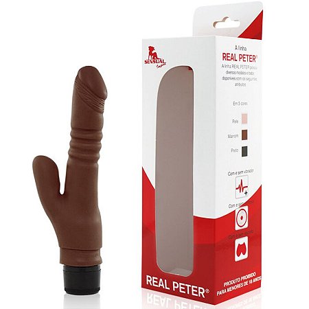 Pênis Real Peter Extreme com Vibrador Marrom - 17,5 x 3cm - Sex Shop