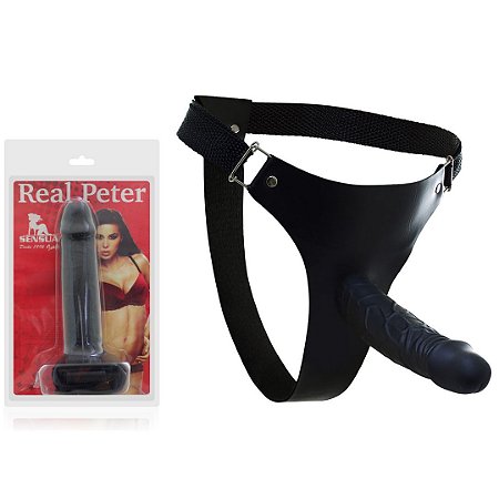 Pênis Real Peter Perfect com Cinta - Preto - 4 x 17,5cm - Sex Shop