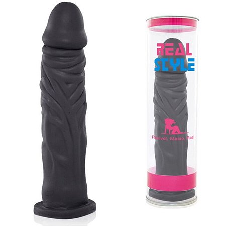 Pênis Real Peter Style Preto - 19x3,8cm - Sex Shop