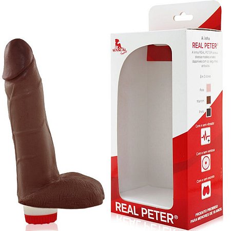 Pênis Real Peter vibrador Safadão Marrom - 4,5 x 15,5 cm - Sexshop