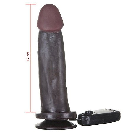 Pênis Real Preto com Vibrador externo 18x4,5cm Hot Flowers - Sexshop