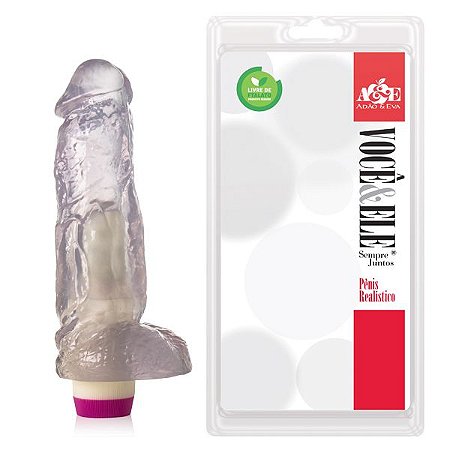 Pênis Realista com escroto e vibrador Kong - 19,5x5,5 cm - Translúcido - Sexshop