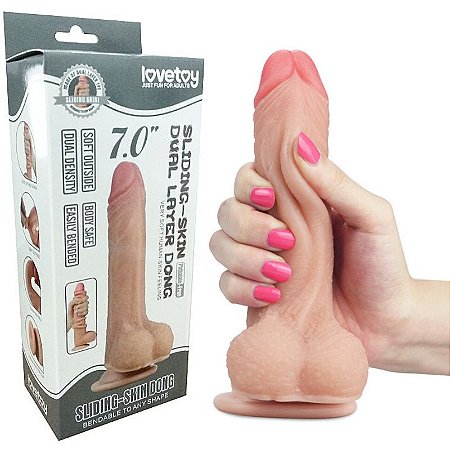 Pênis com Camada de Dupla Intensidade Realística 17,5 cm - LOVETOY SLIDING-SKIN DUAL LAYER DONG - Sex shop