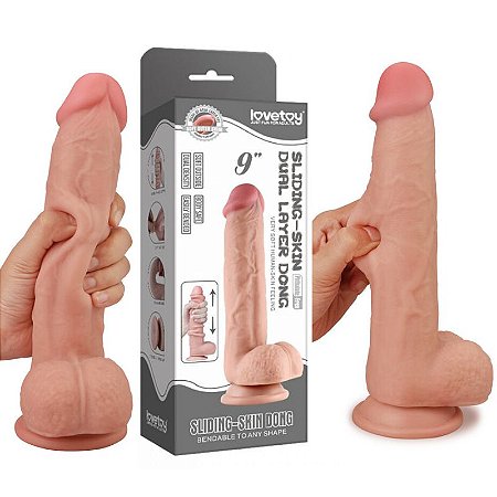 Pênis com Camada de Dupla Intensidade Realístico 23,1 cm - LOVETOY SLIDING-SKIN DUAL LAYER DONG - Sexshop