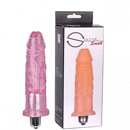 Pênis Realístico com vibrador 12x3cm Rosa - Sexshop