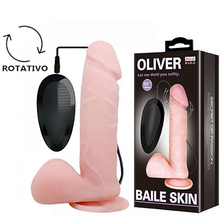 Pênis Realístico com Vibrador e Rotação - 19cm Oliver Baile