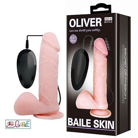 Pênis Realístico com Vibrador e Ventosa - 19cm Oliver - Baile