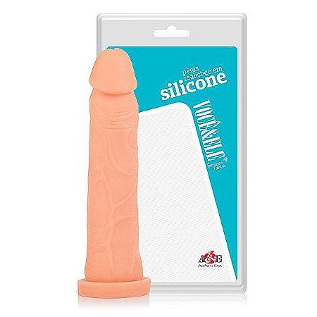 Pênis realístico em silicone na cor pele, 18,5x4,5cm - Sex shop