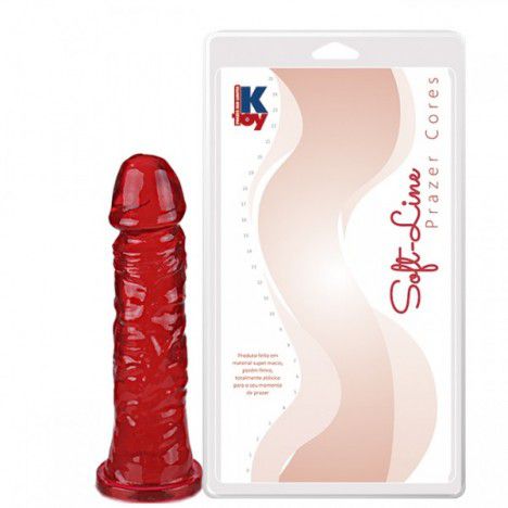 Pênis Realistico Macio Vermelho 18 x 3,8 cm - Sex shop