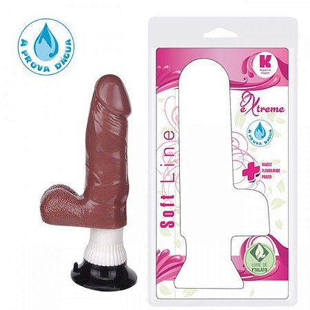 Pênis Realístico Vibrador e Ventosa 15x4 Marrom - Sexy shop