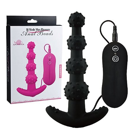 Plug anal bolinhas estimuladores em silicone 10 vibrações - Sex shop