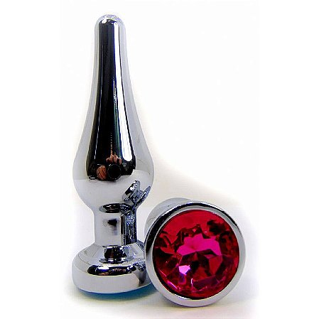 Plug Anal P de Aço com Cristal Brilhante 10x3cm - Sexshop