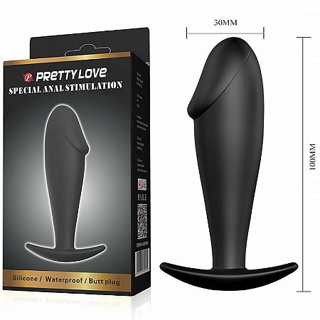 Penis Plug anal em Silicone Macio Preto - Pretty Love - Sexshop