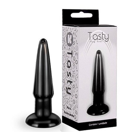 Plug anal torpedo Preto feito em silicone - Sexshop